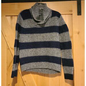 Express Shawl Neck Wool Cable Knitted Sweater Striped Designer Mens Size S